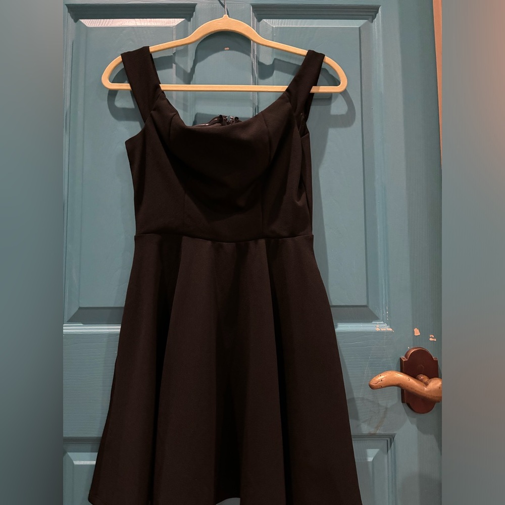 Black off the shoulder mini dress